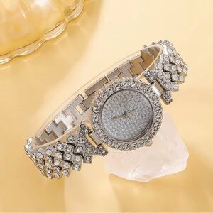 Anthropologie Silver Crystal-Embellished Watch